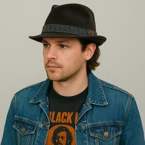 Paul Frank Brown Corduroy Fedora Hat Julius Monkey Herringbone Band Retro